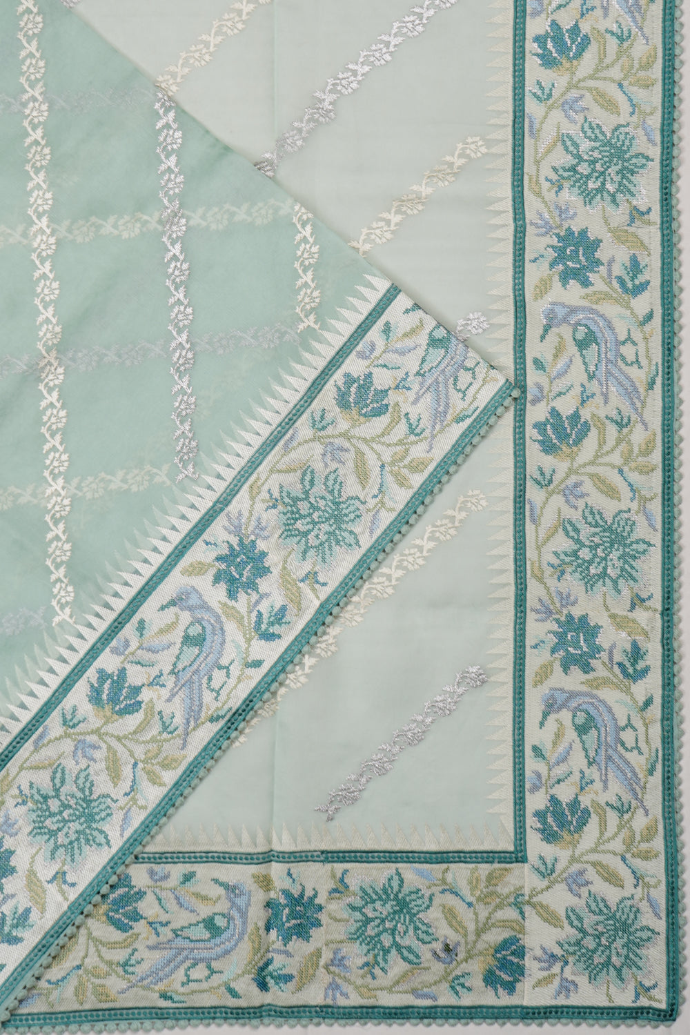 Organza Leheriya Jaal Pastel Blue Saree