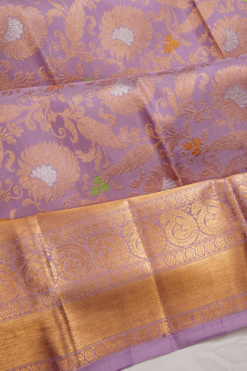 Kanchipuram Silk Jaal Lavender Saree
