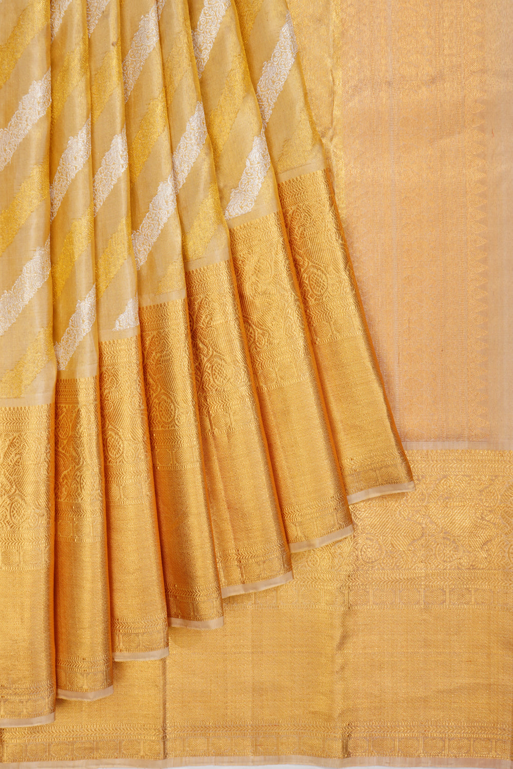 Kanchipuram Silk Tissue Brocade Gold Saree