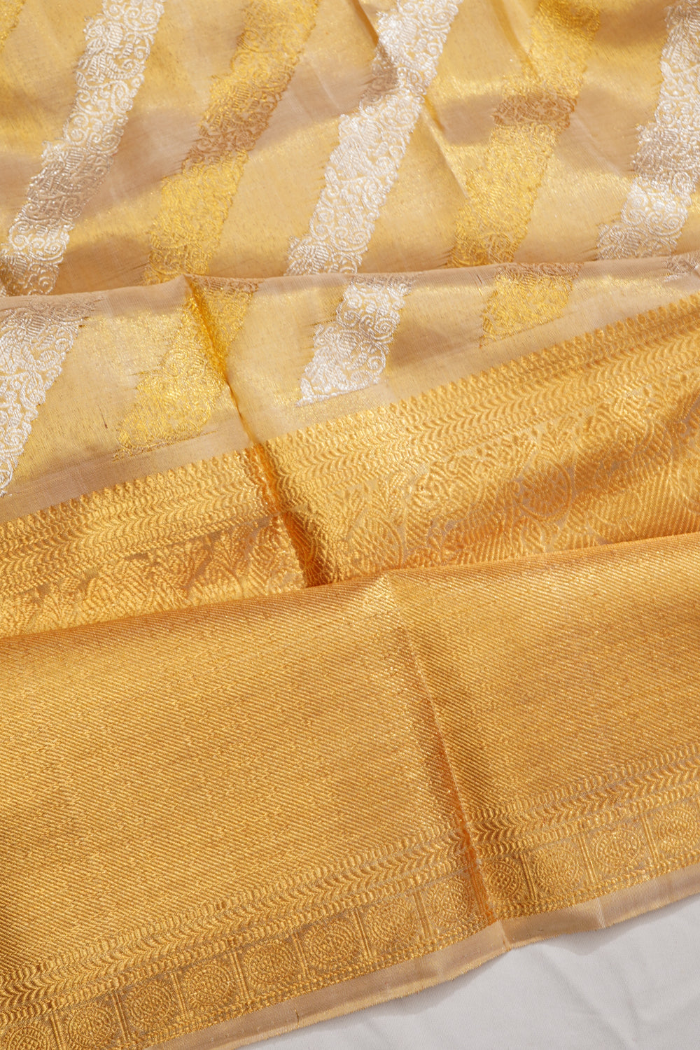 Kanchipuram Silk Tissue Brocade Gold Saree