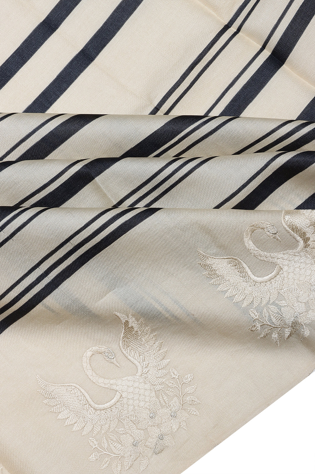 Tussar Lines Off White Saree