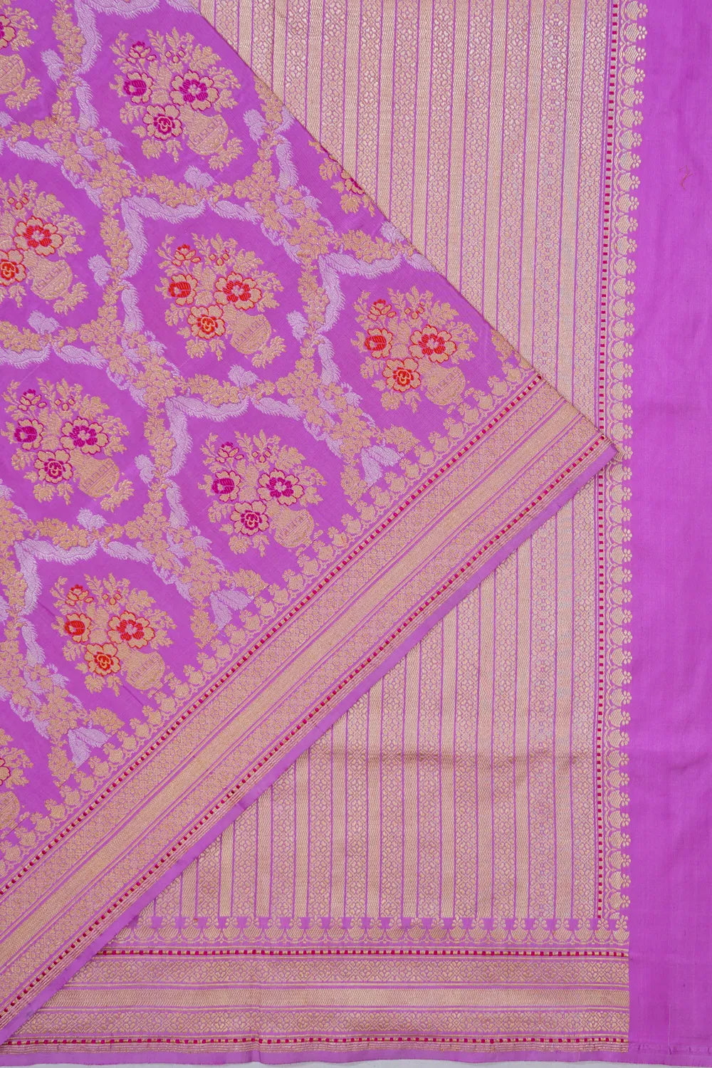 Banarasi Silk Kadwa Jaal And Butta Lavender Saree