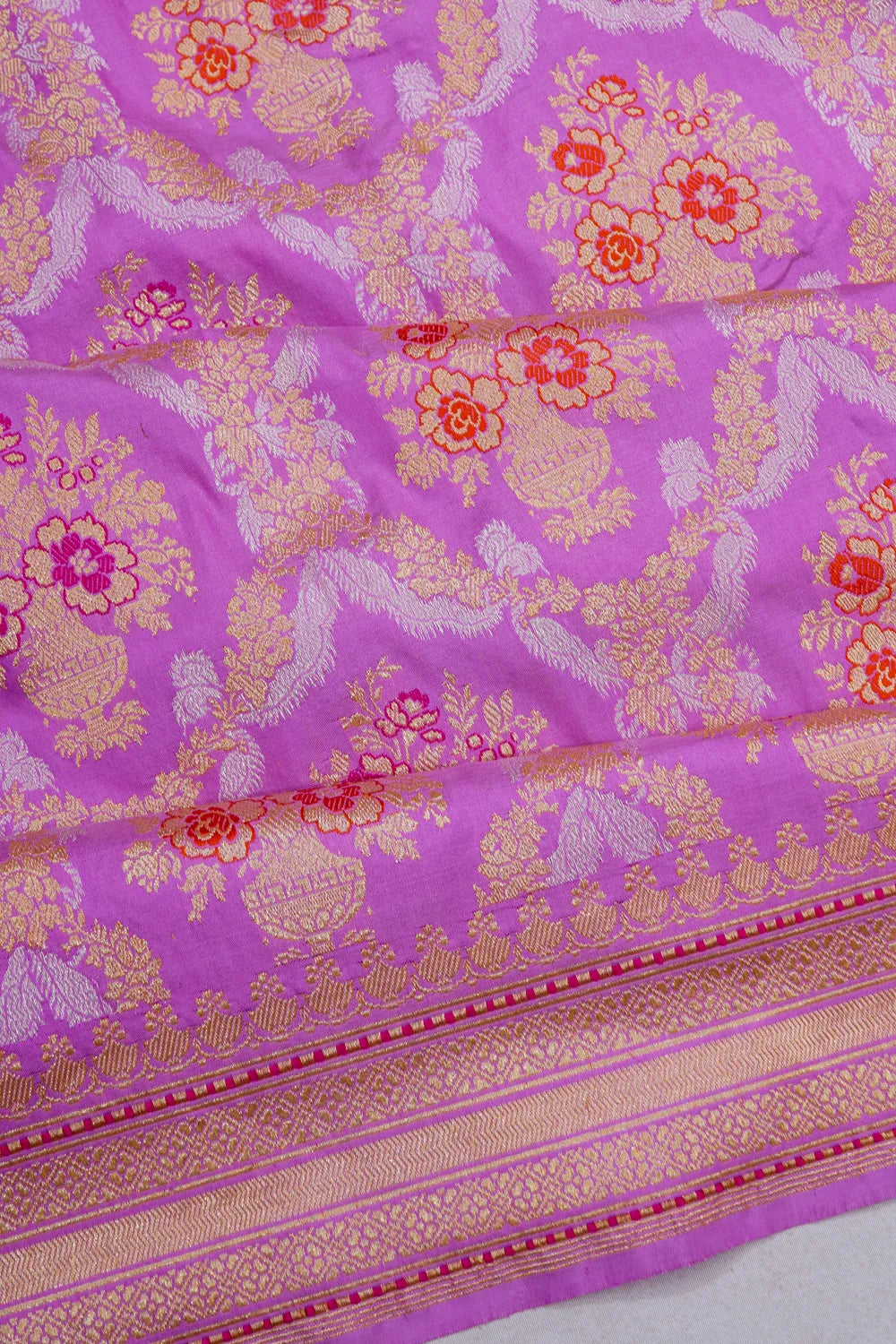 Banarasi Silk Kadwa Jaal And Butta Lavender Saree