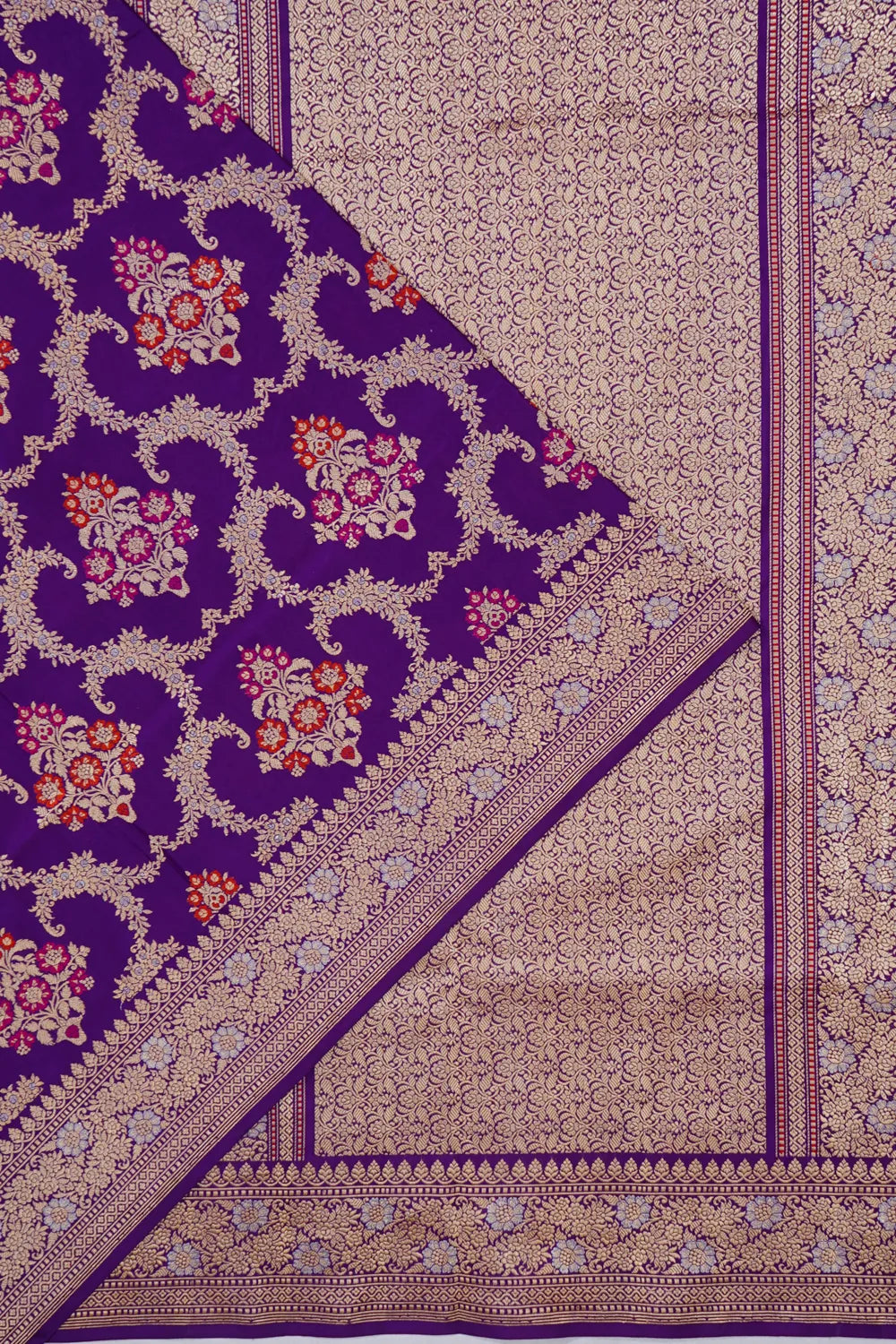 Banarasi Silk Kadwa Meenakari Jaal And Butta Violet Saree