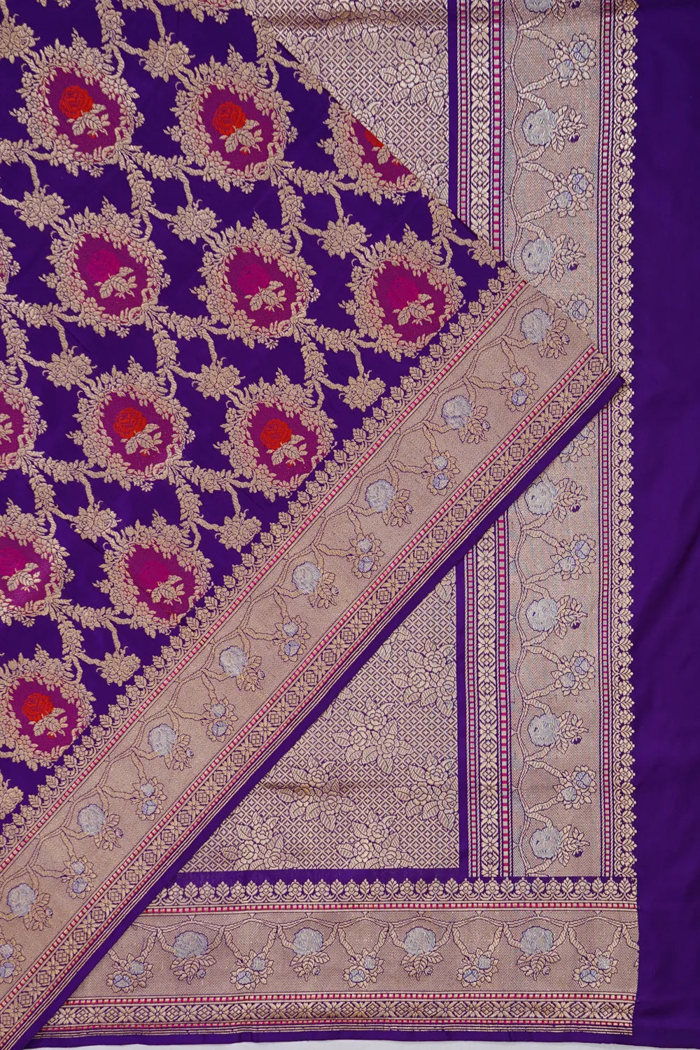 Banarasi Silk Kadwa Meenakari Jaal Royal Blue Saree