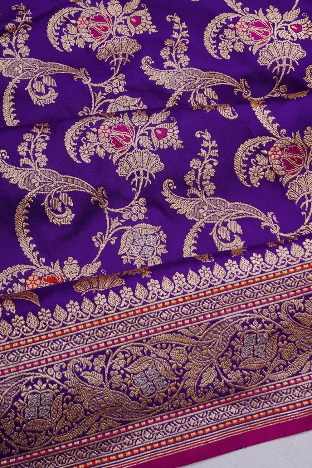 Banarasi Silk Kadwa Jaal Violet Saree