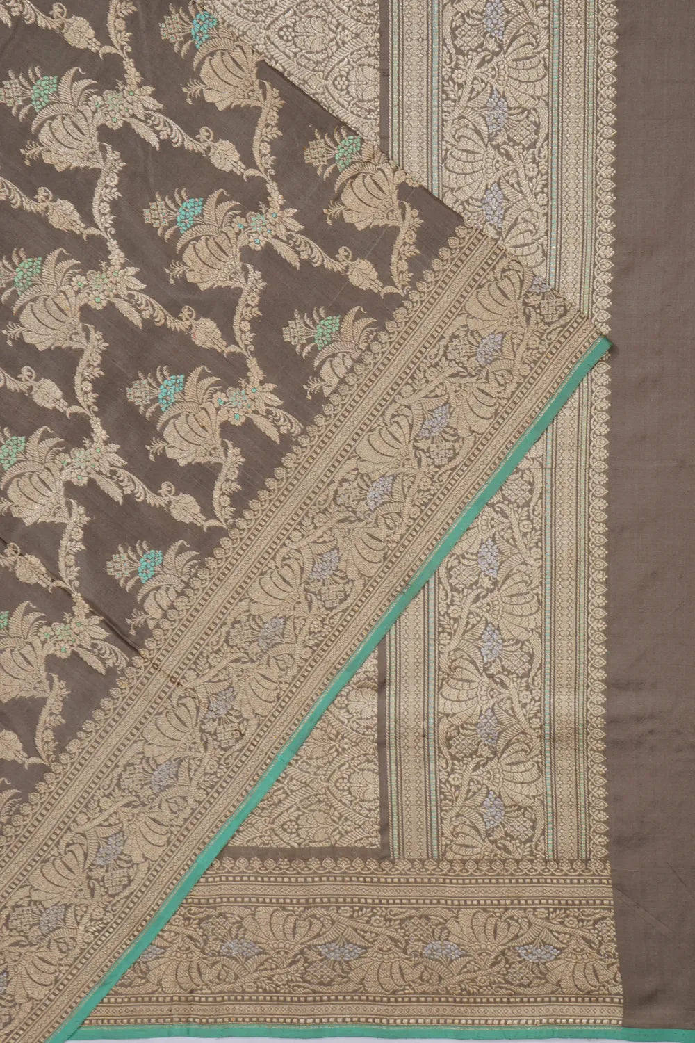 Banarasi Silk Kadwa Meenakari Jaal Elephant Grey Saree