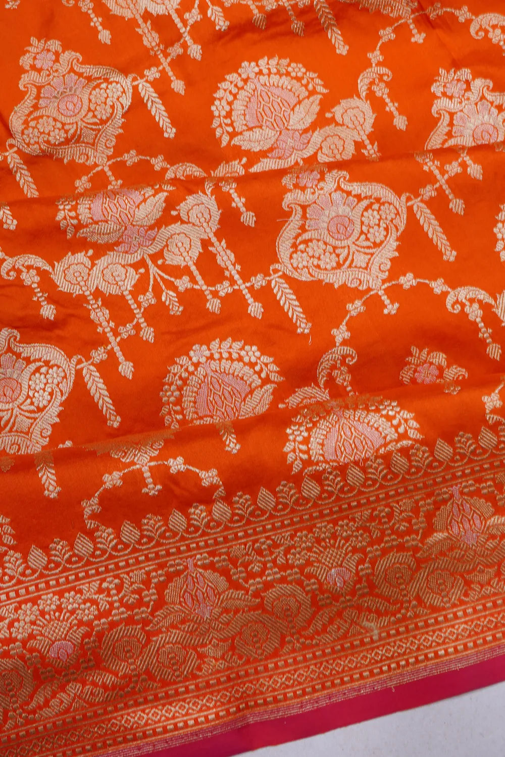 Banarasi Silk Kadwa Jaal Orange Saree