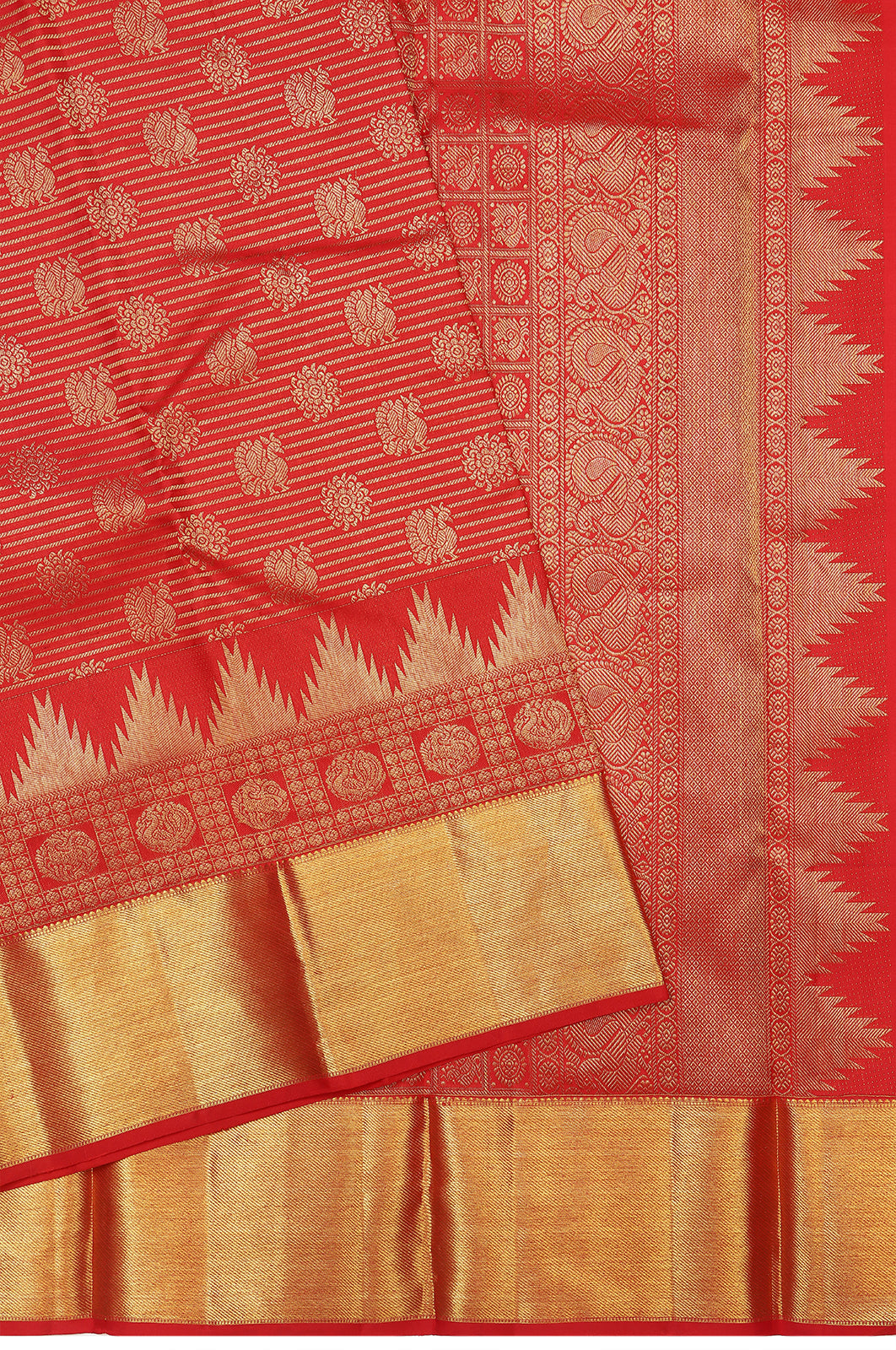 Taranga Kanchi Silk Brocade Red Saree
