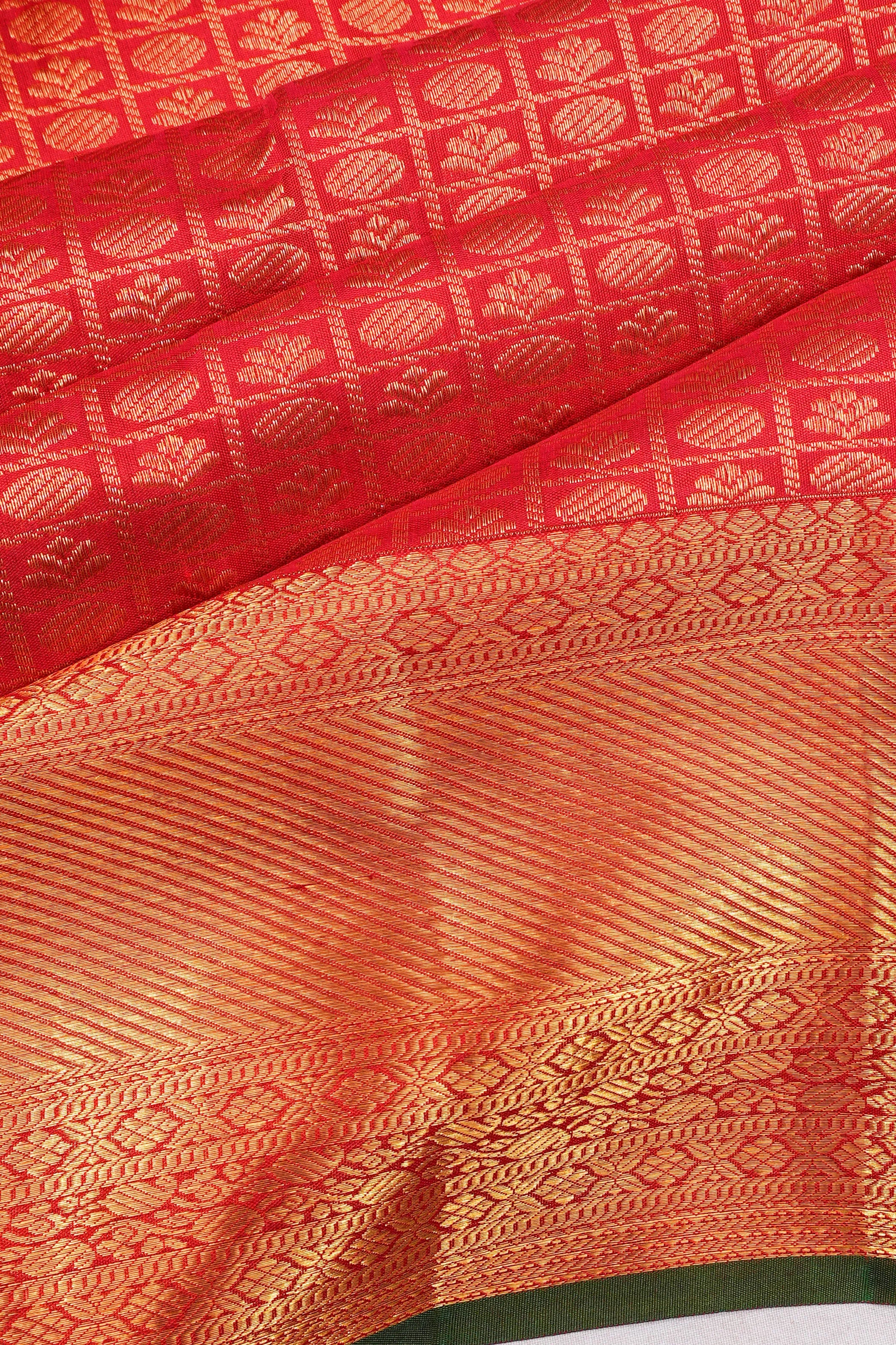 Kanchipuram Silk Brocade Red Saree