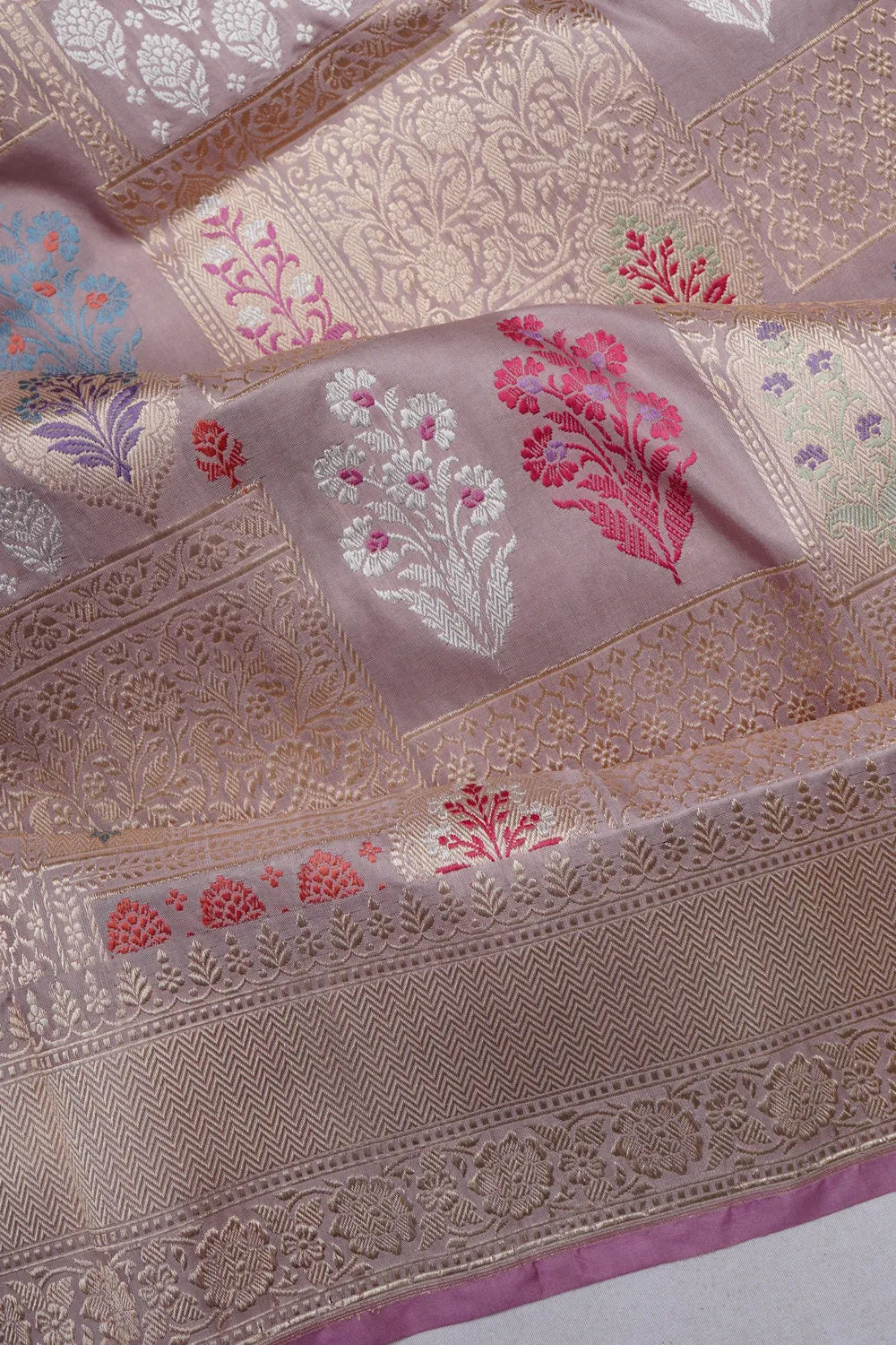 Banarasi Silk Meenakari And Brocade Lilac Saree