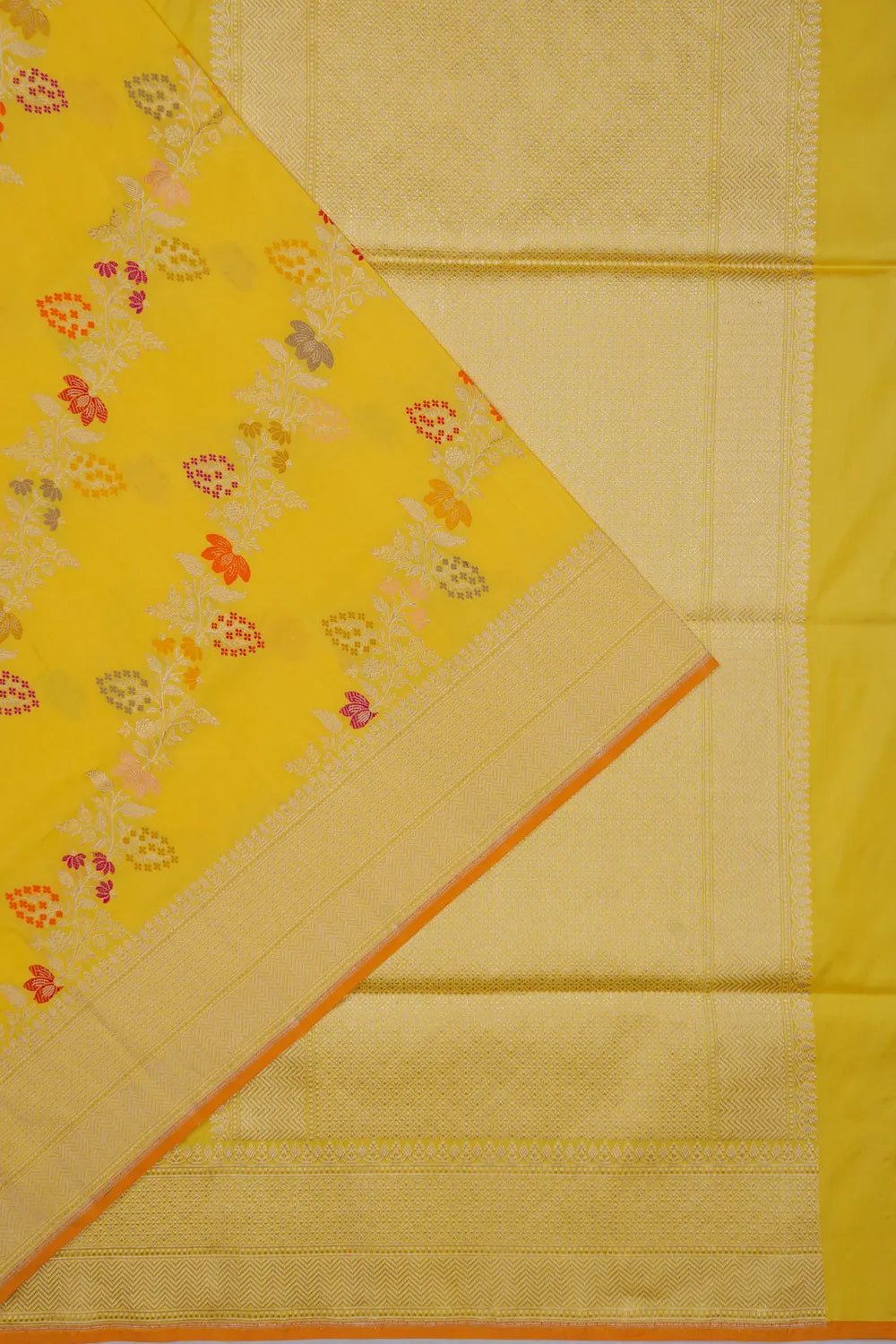 Banarasi Silk Meenakari And Jaal Yellow Saree