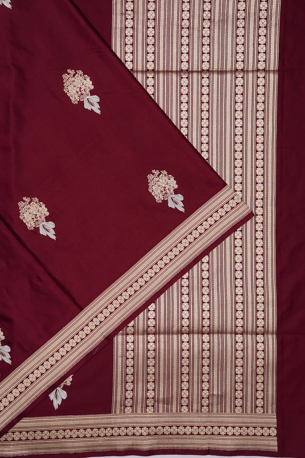 Banarasi Silk Butta Brown Saree