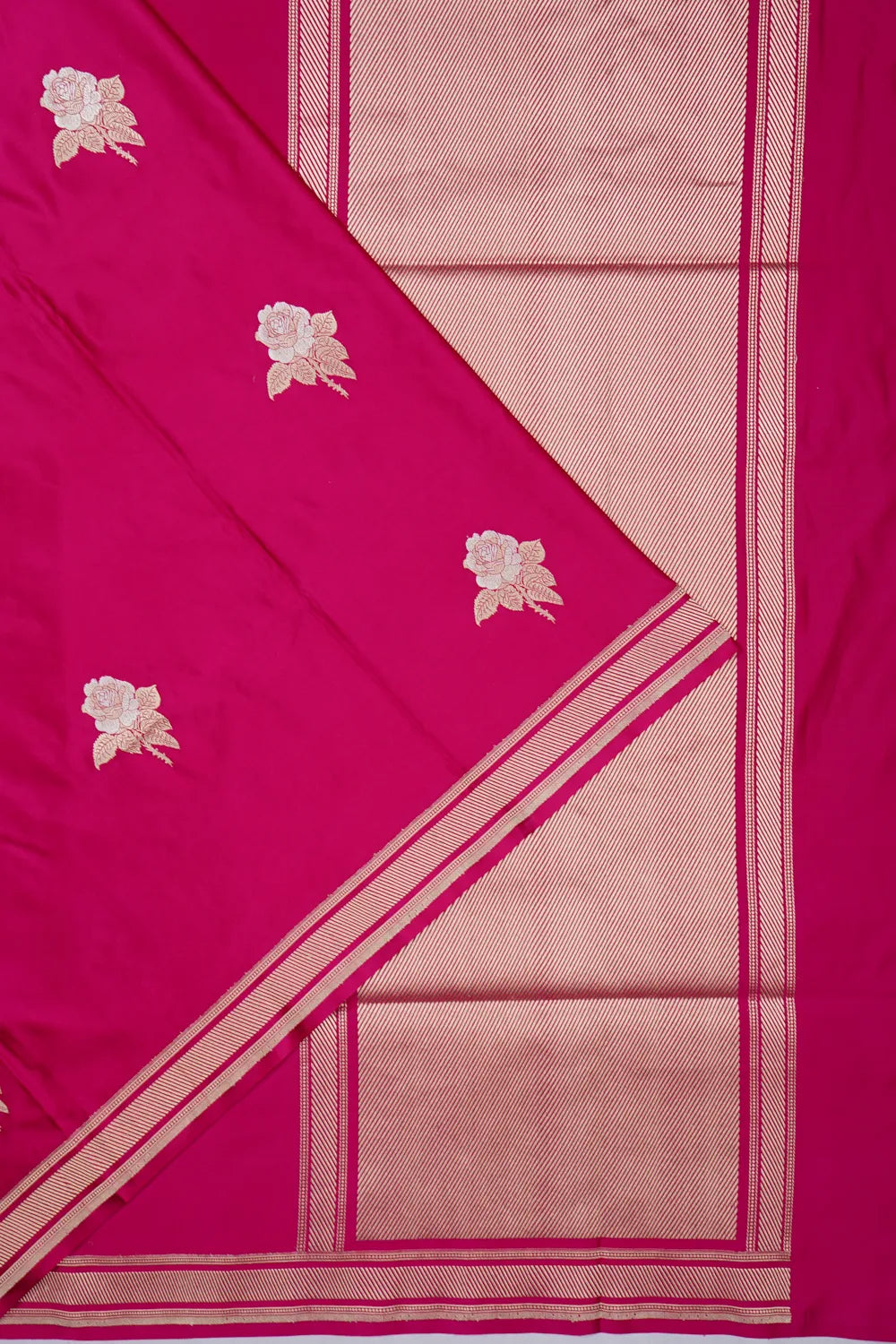 Banarasi Silk Butta Redish Pink Saree