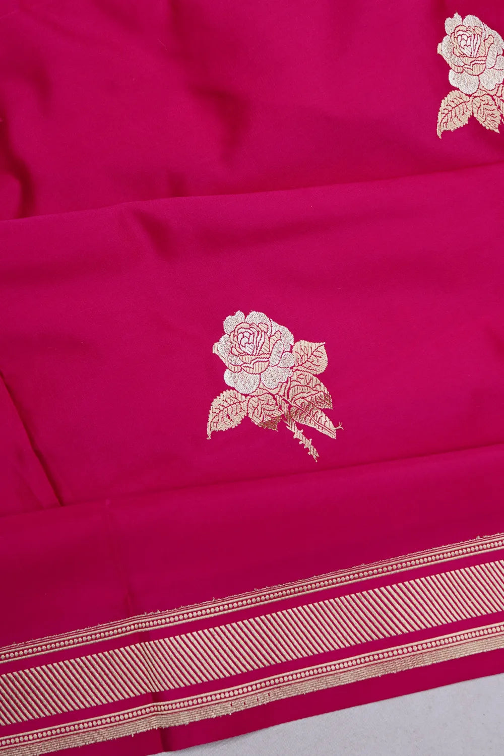Banarasi Silk Butta Redish Pink Saree