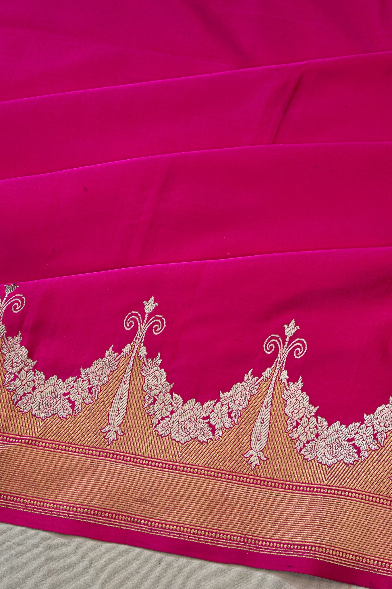 Banarasi Silk Plain Hot Pink Saree