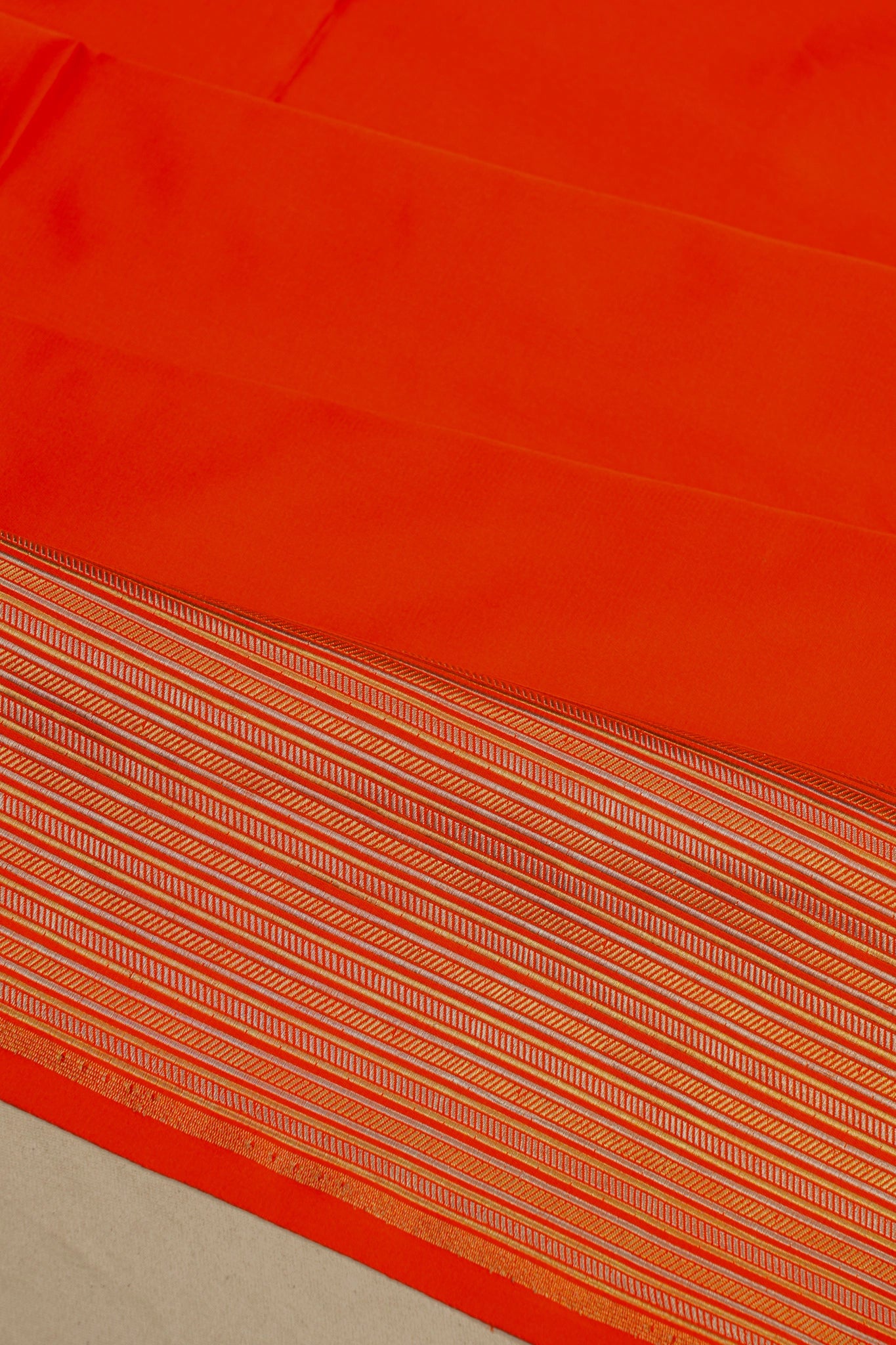 Banarasi Satin Plain Orange Saree