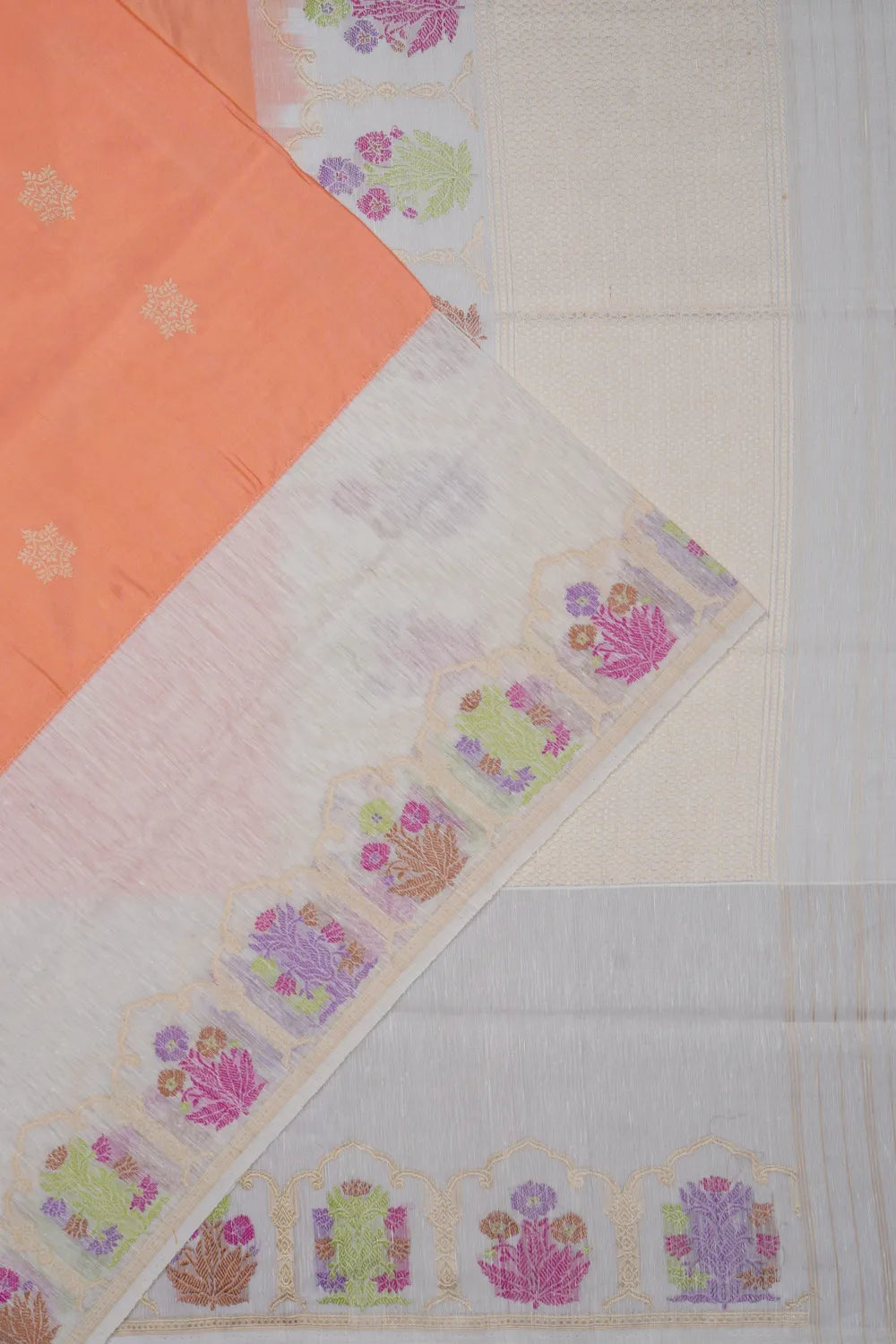 Banarasi Silk Butta Orange Saree