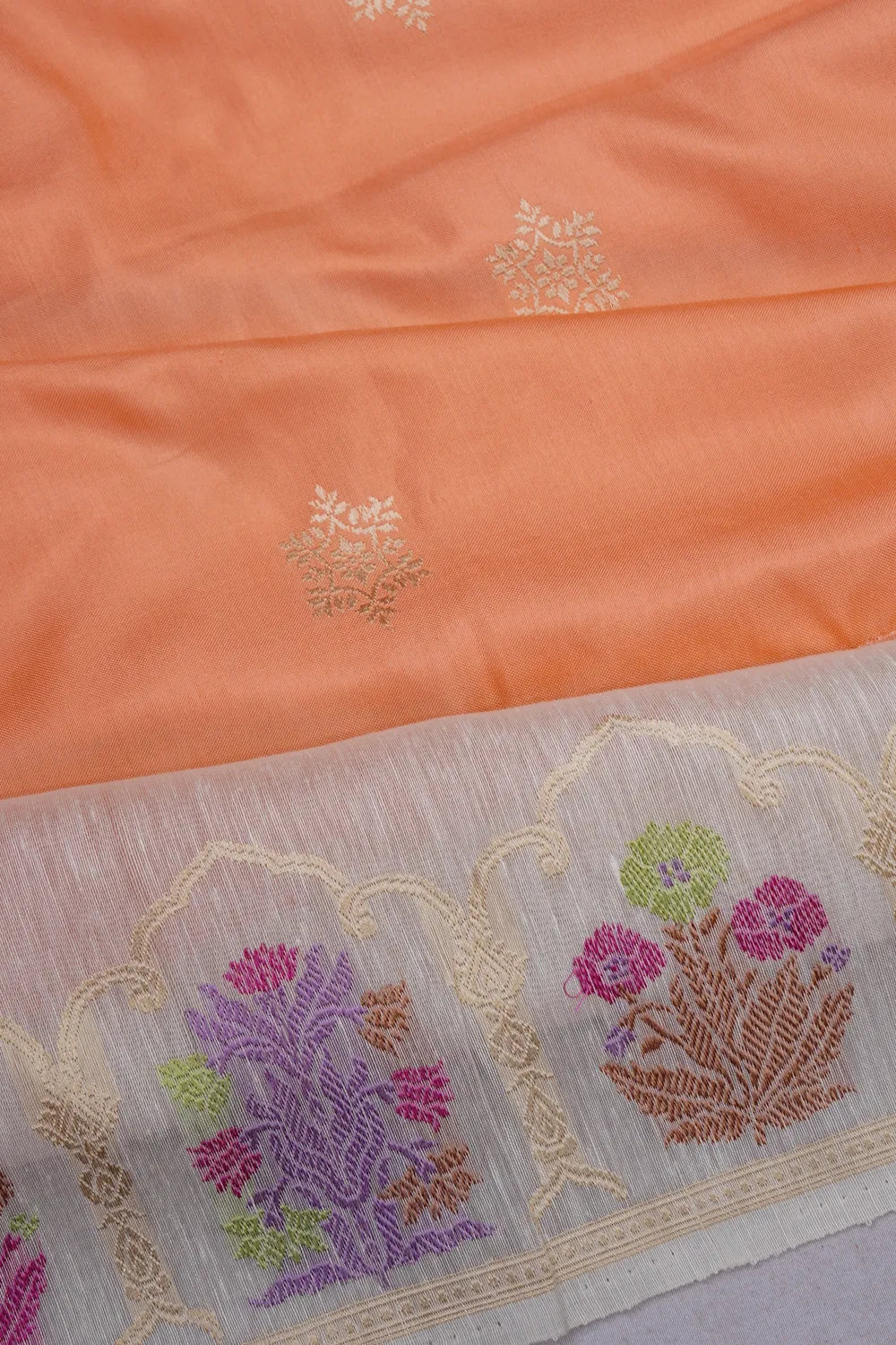 Banarasi Silk Butta Orange Saree