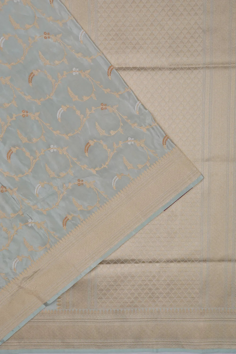 Banarasi Silk Meenakari Jaal Pastel Grey Saree