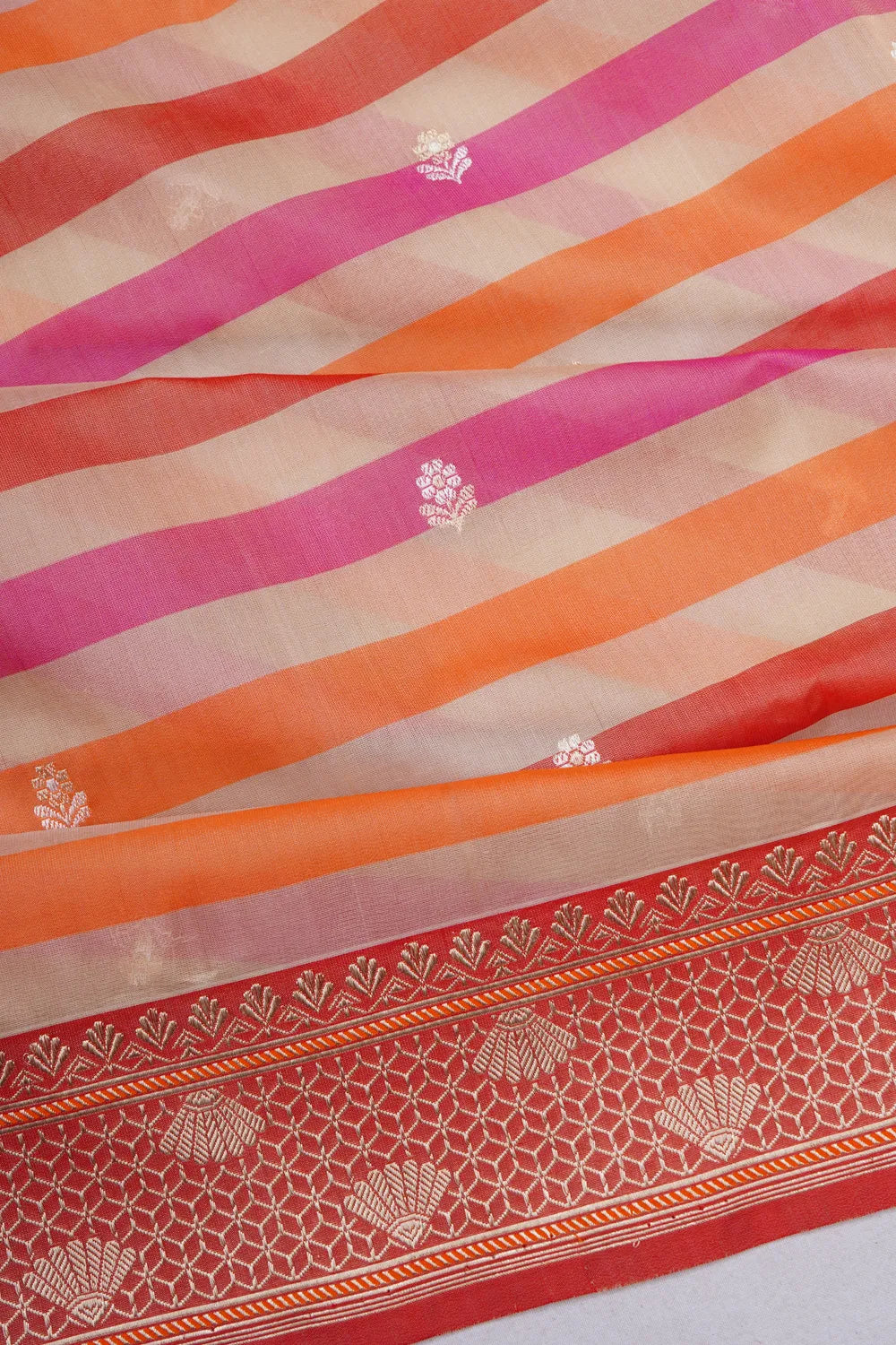 Banarasi Silk Lines And Butta Rangkat Red Saree