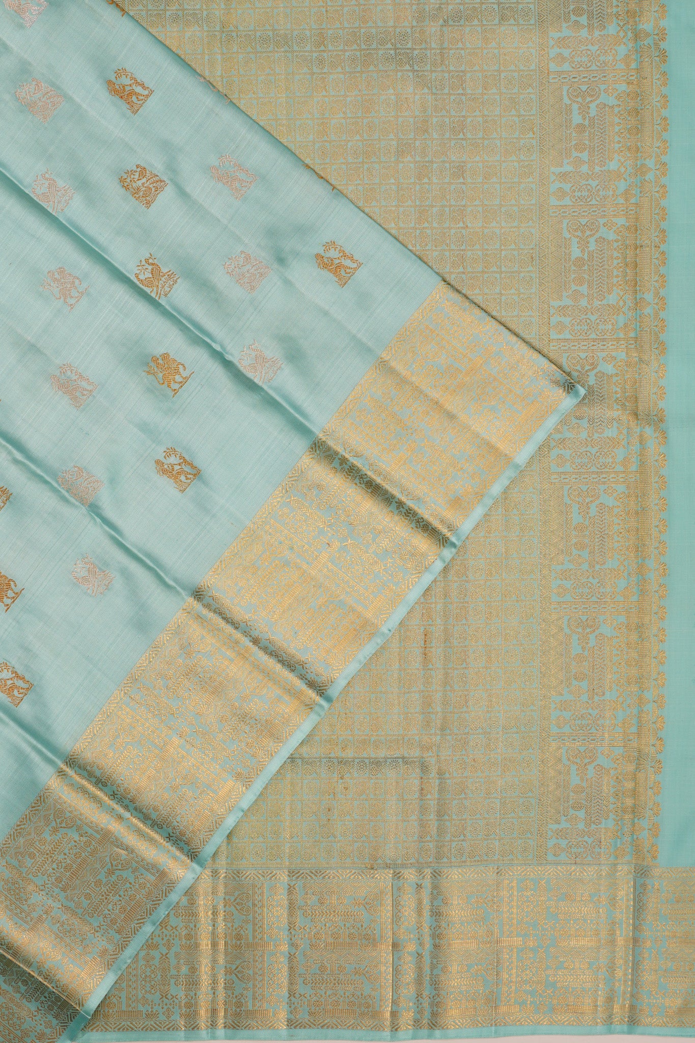 Kanchipuram Silk Twill Butta Sky Blue Saree