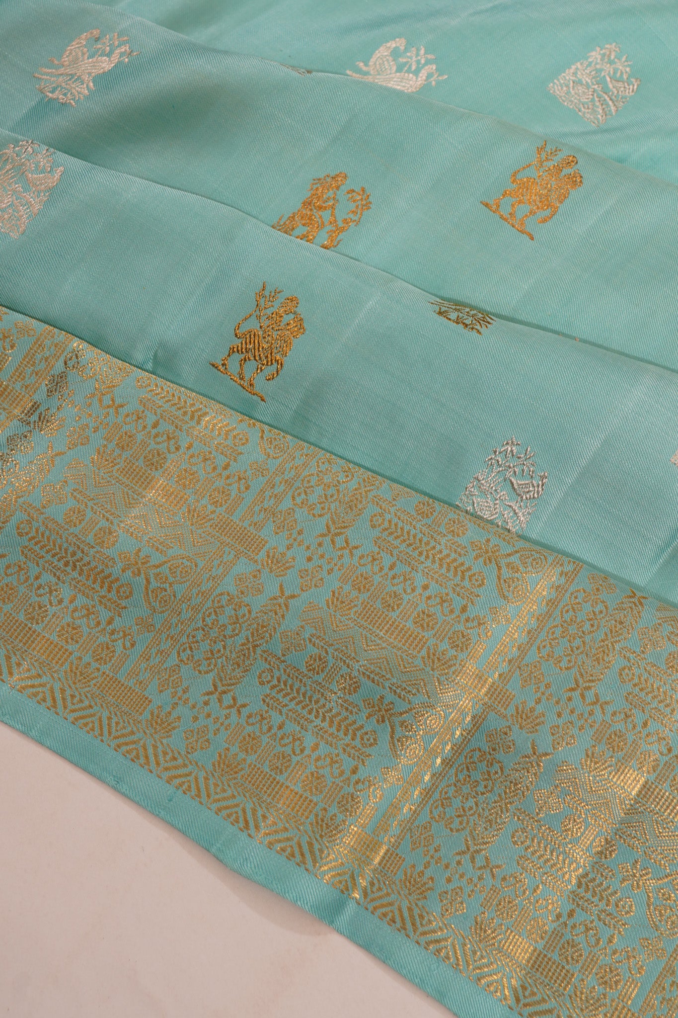 Kanchipuram Silk Twill Butta Sky Blue Saree
