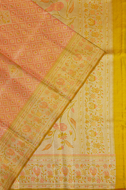 Kanchipuram Silk Tissue Brocade Orange Saree