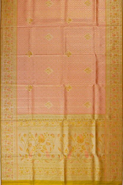 Kanchipuram Silk Tissue Brocade Orange Saree