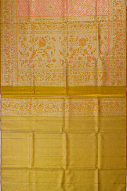 Kanchipuram Silk Tissue Brocade Orange Saree