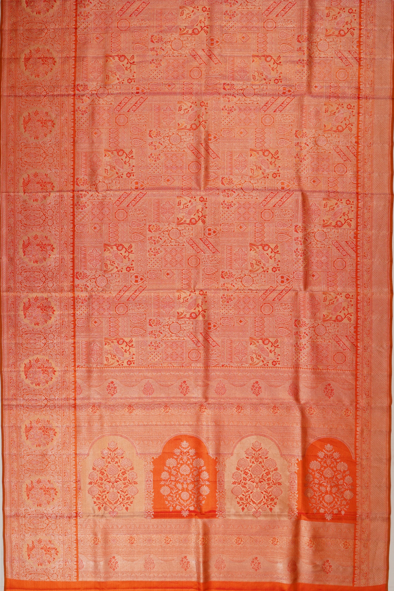 Kanchipuram Silk Tissue Brocade Red Saree