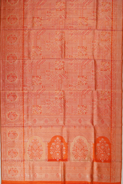 Kanchipuram Silk Tissue Brocade Red Saree