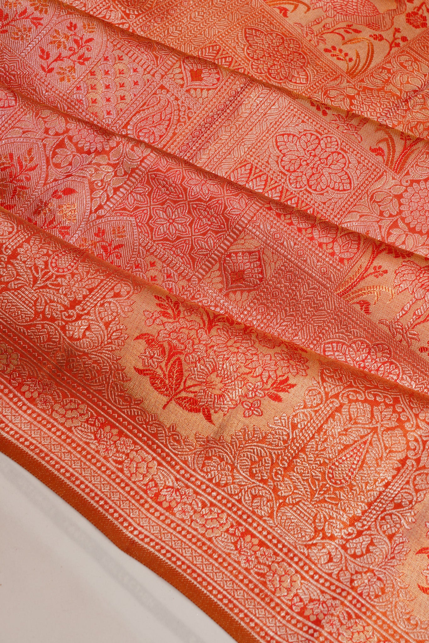 Kanchipuram Silk Tissue Brocade Red Saree