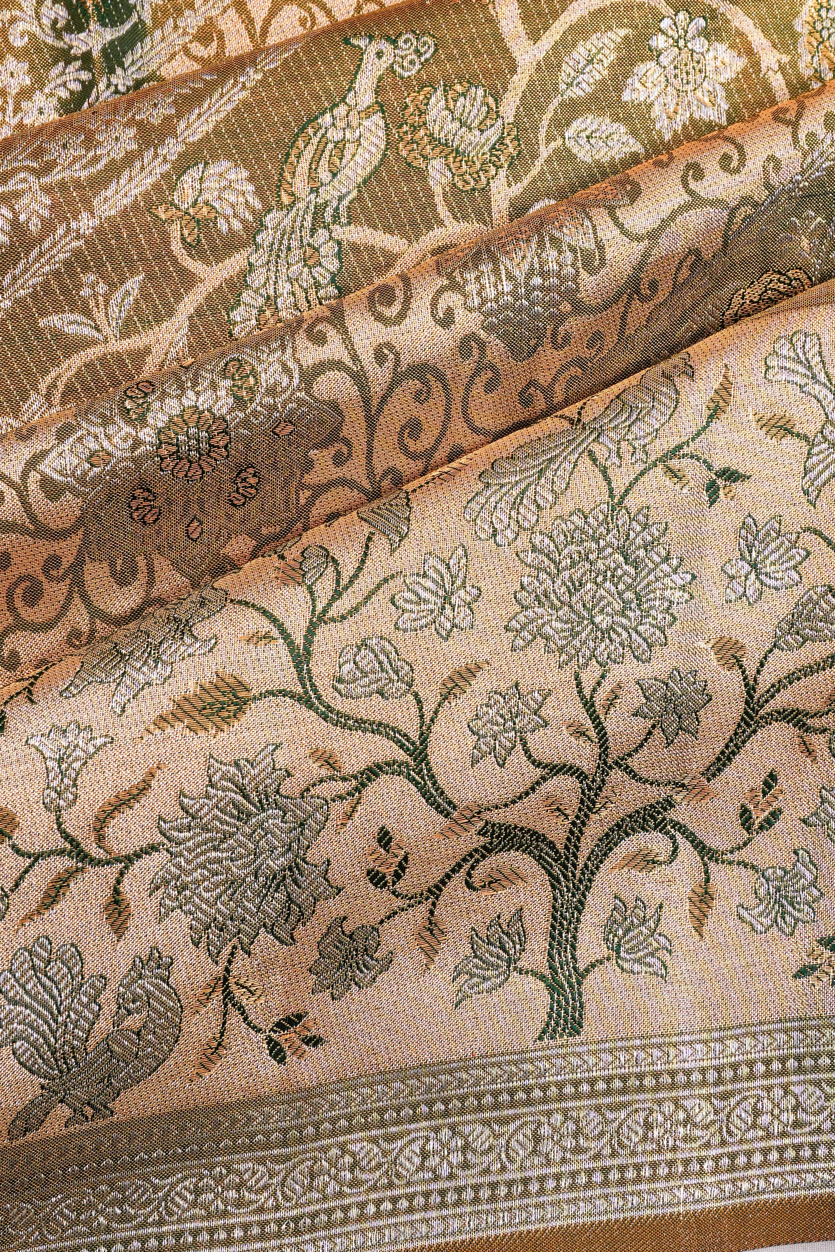 Kanchipuram Silk Tissue Brocade Green Saree