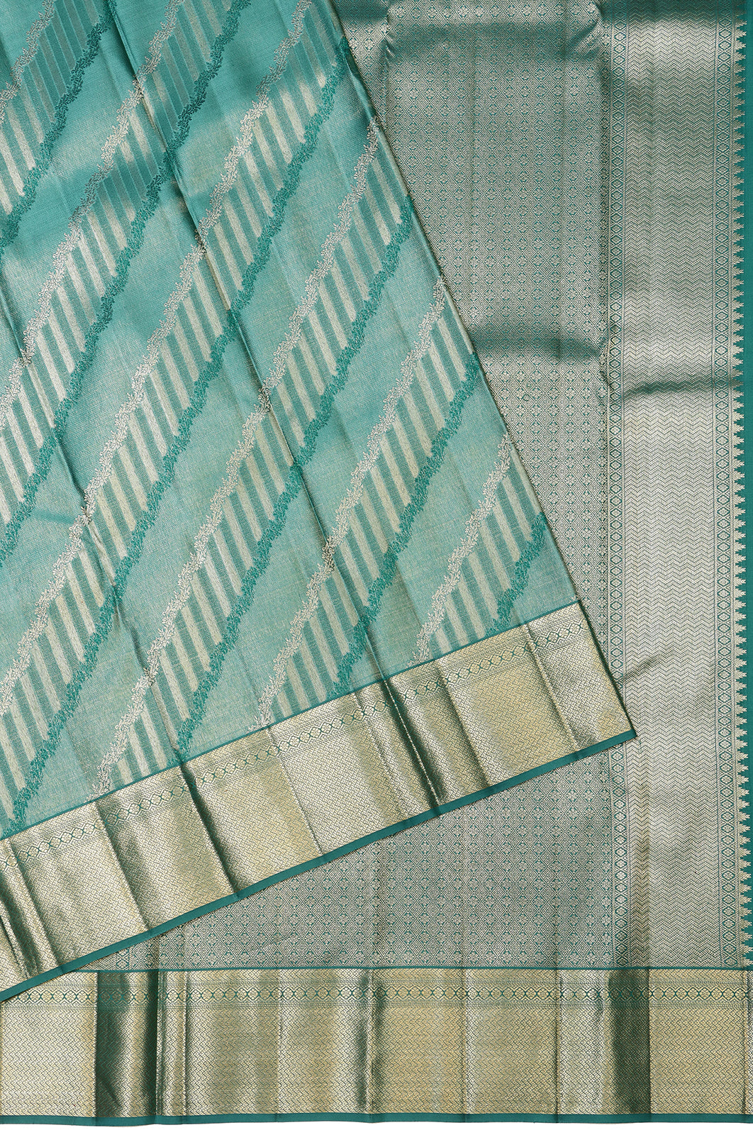 Taranga Kanchi Silk Tissue Leheriya Jaal Blue Saree