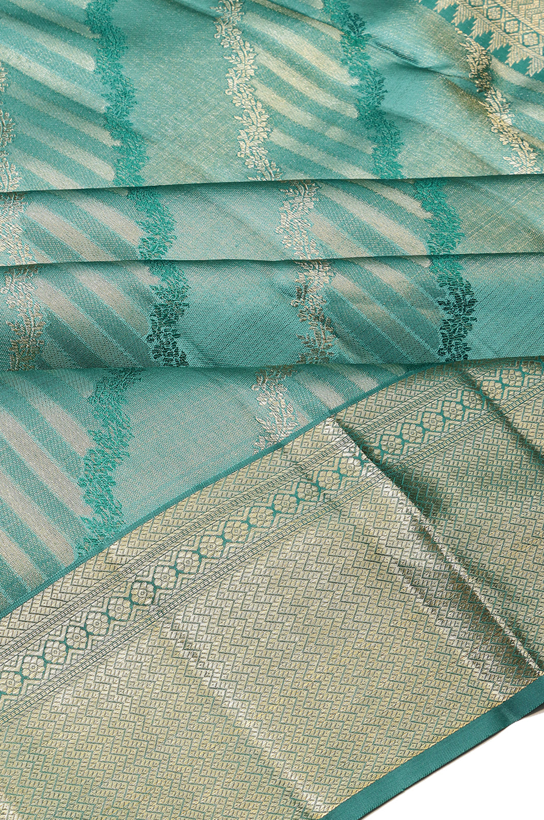 Taranga Kanchi Silk Tissue Leheriya Jaal Blue Saree