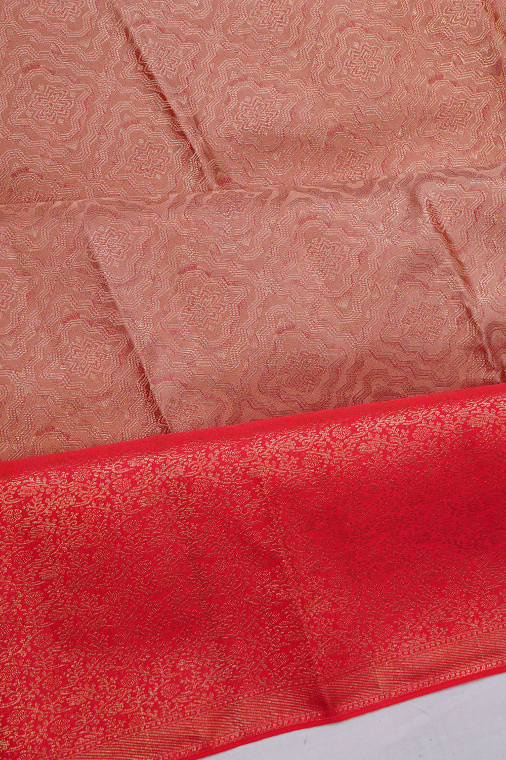 Taranga Kanchi Silk Brocade Peach Saree