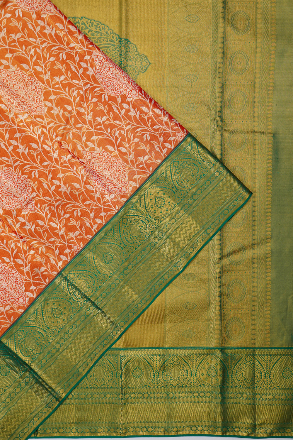 Taranga Kanchi Silk Tissue Brocade Orange Saree
