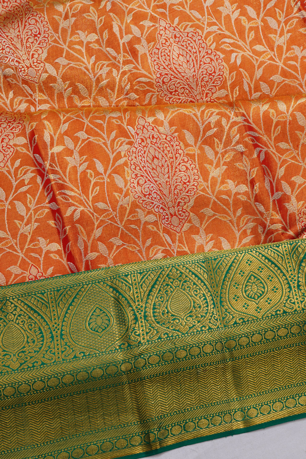 Taranga Kanchi Silk Tissue Brocade Orange Saree