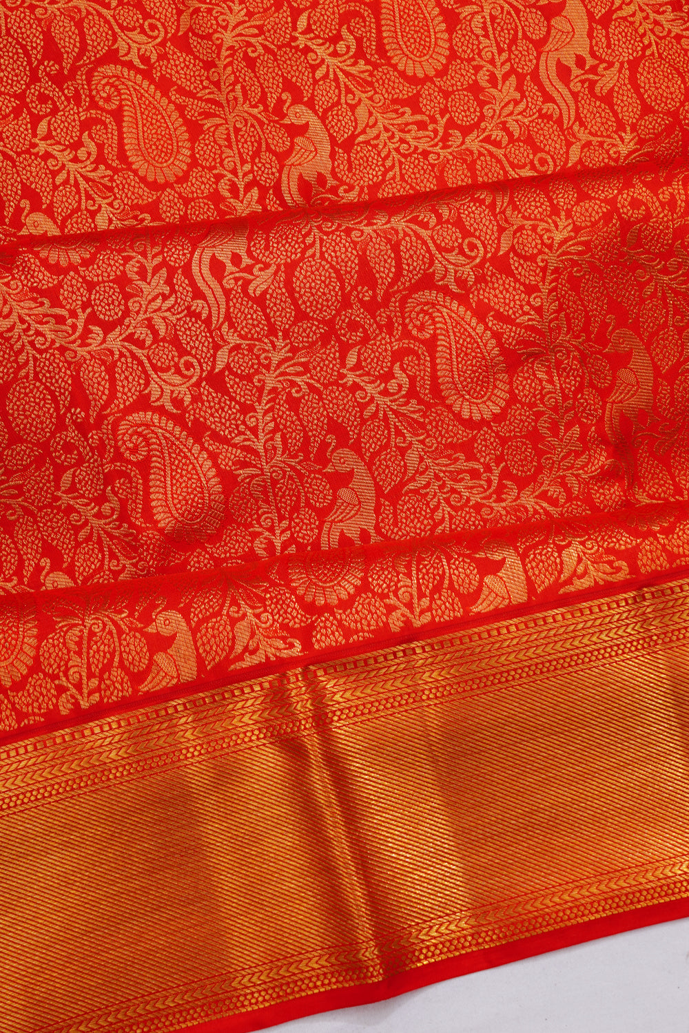 Taranga Kanchi Silk Brocade Red Saree