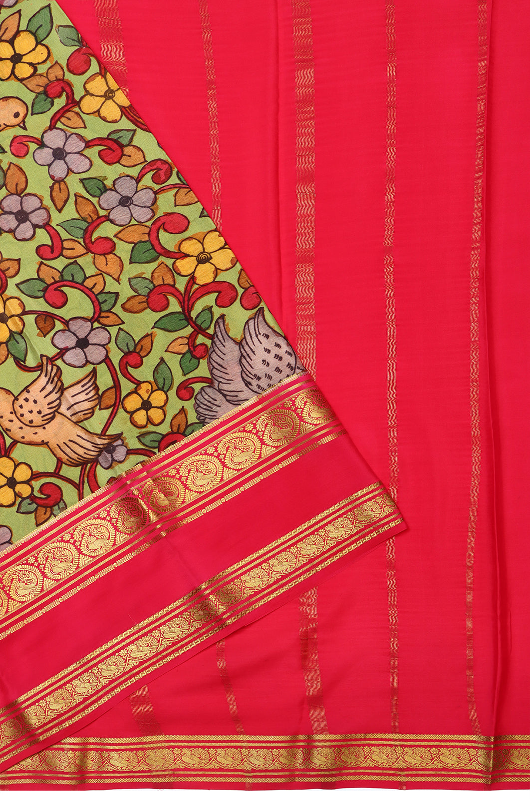 Binny Silk Printed Green Saree