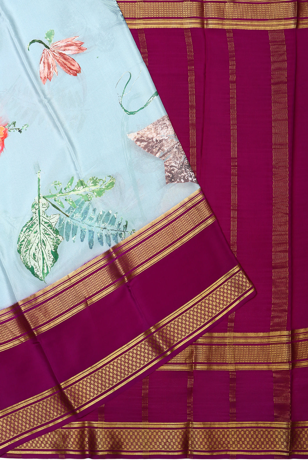 Binny Silk Printed Blue Saree