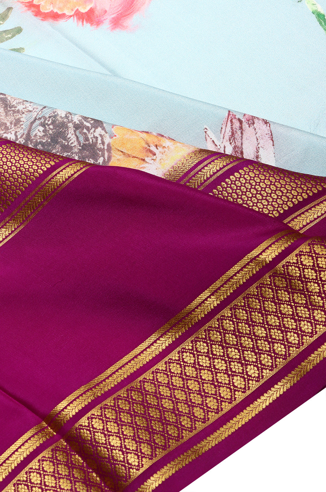 Binny Silk Printed Blue Saree