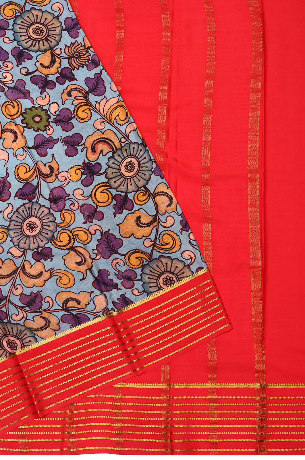 Binny Silk Printed Sky Blue Saree