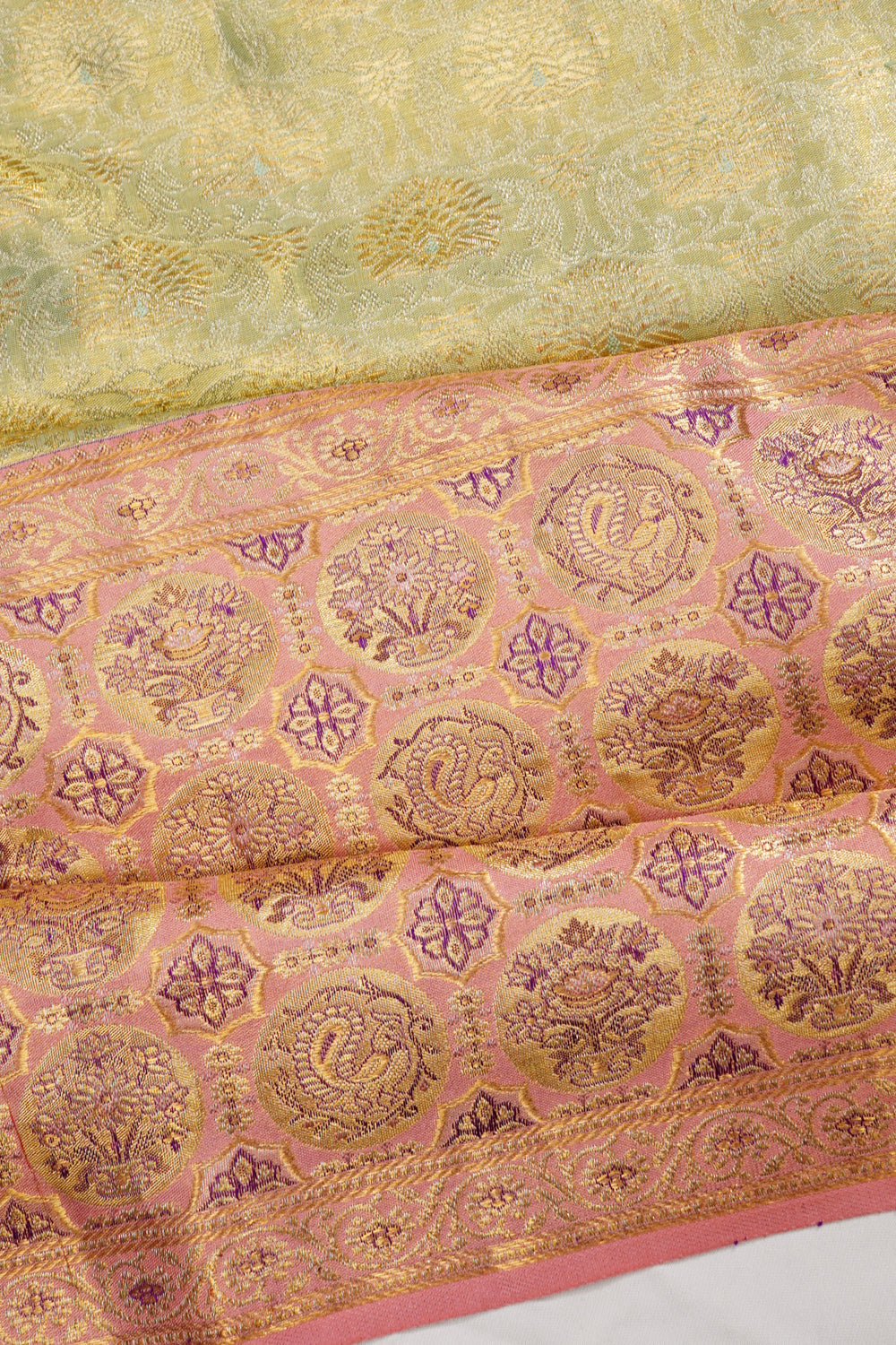 Kanchipuram Silk Tissue Brocade Green Saree