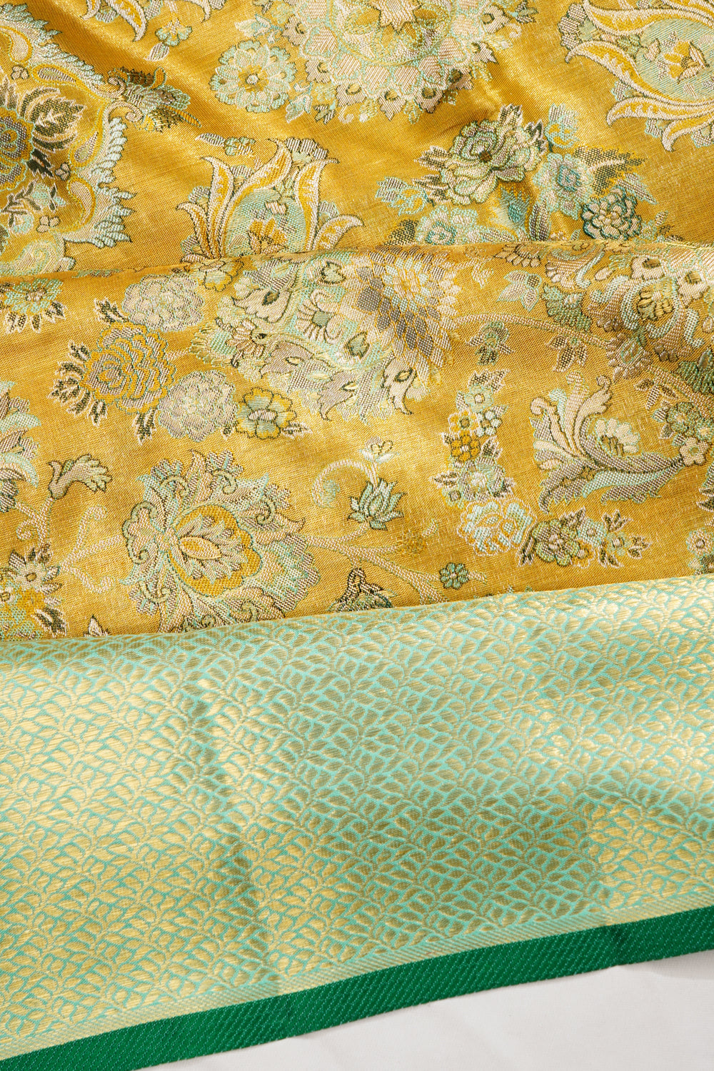 Kanchipuram Silk Tissue Brocade Gold Saree