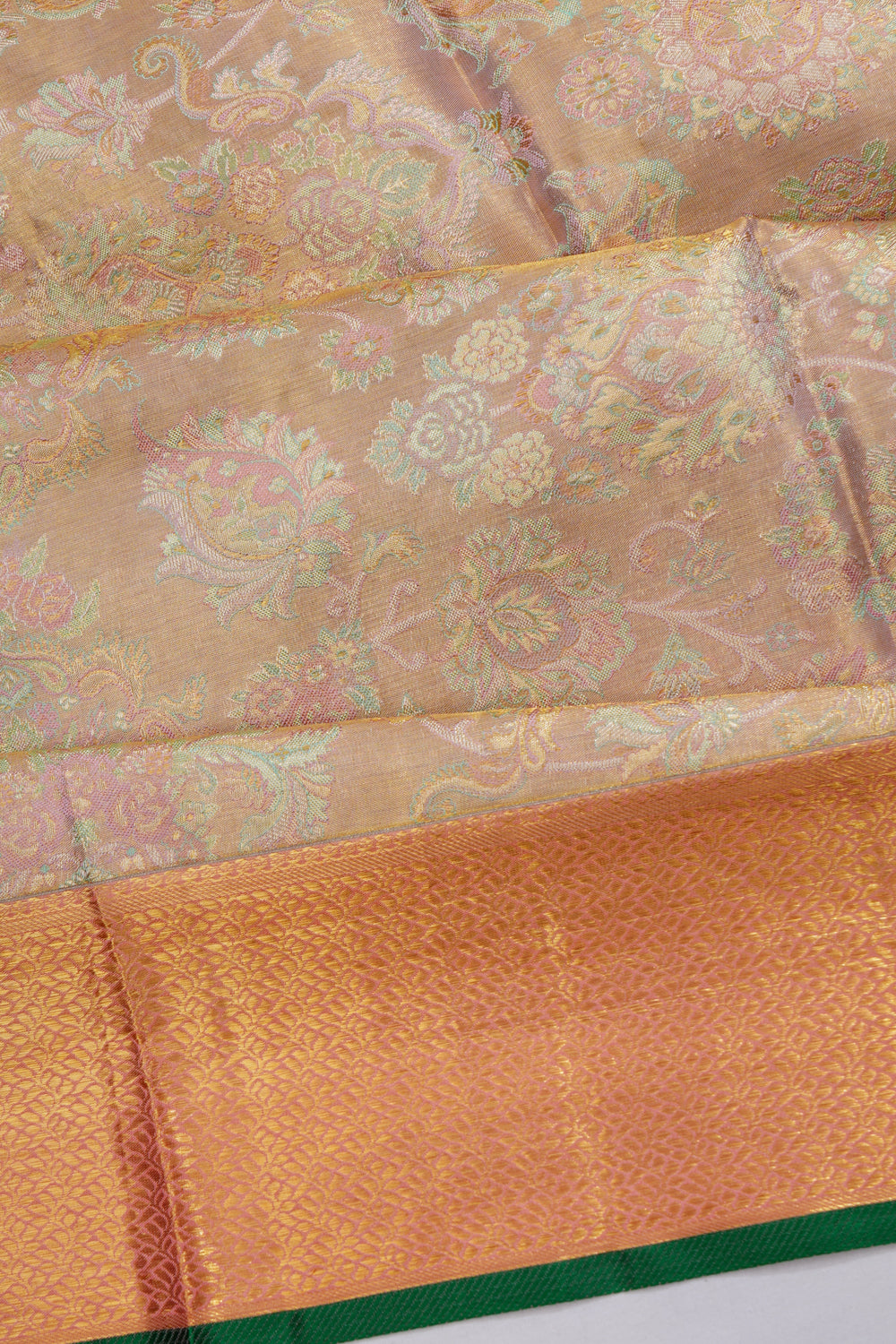 Kanchipuram Silk Tissue Brocade Gold Saree