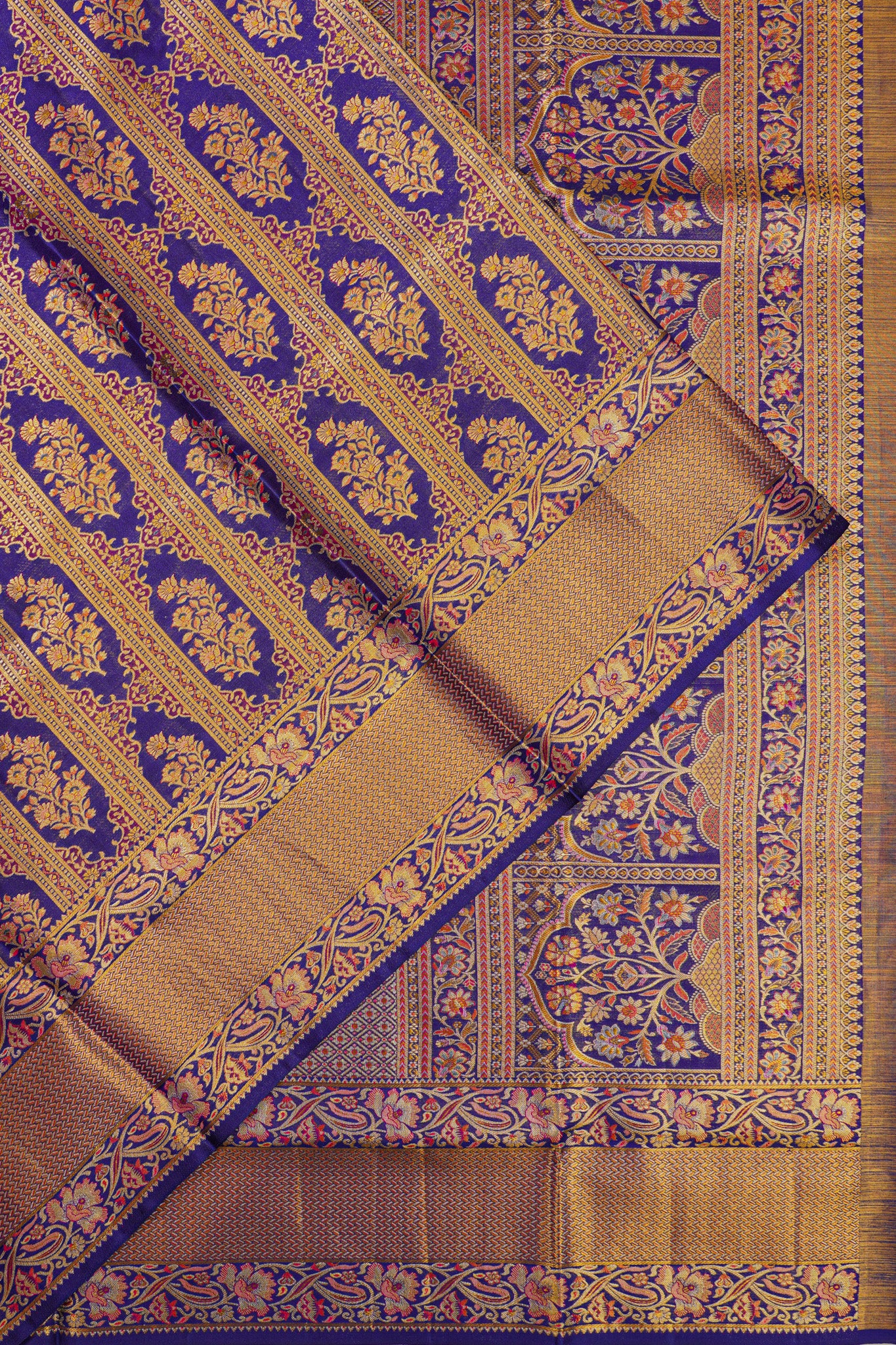 Kanchipuram Silk Brocade Royal Blue Saree