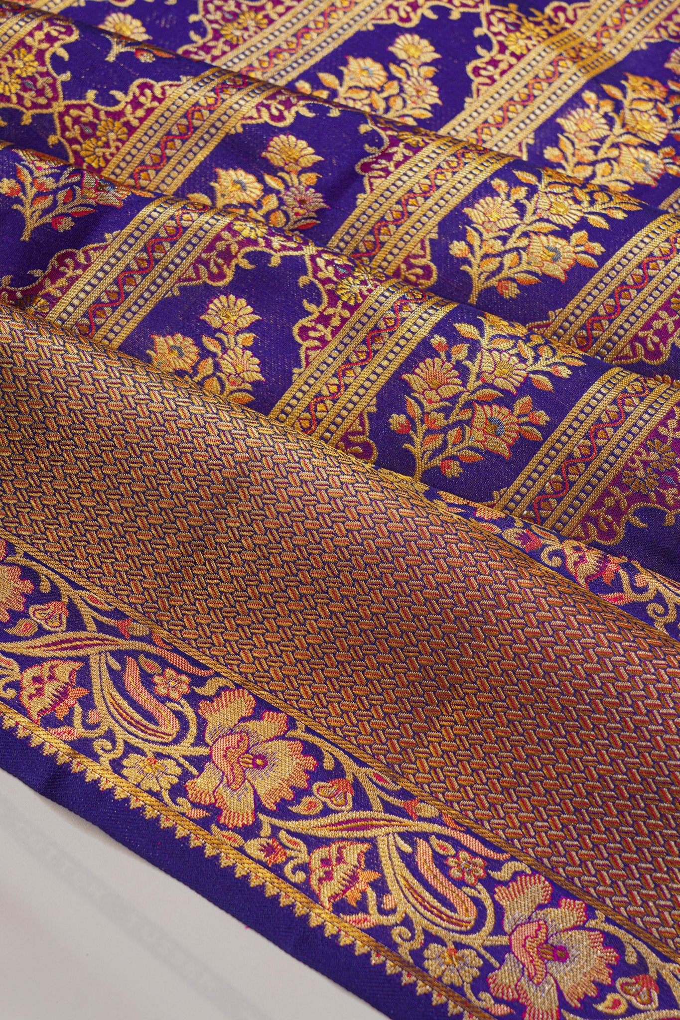 Kanchipuram Silk Brocade Royal Blue Saree