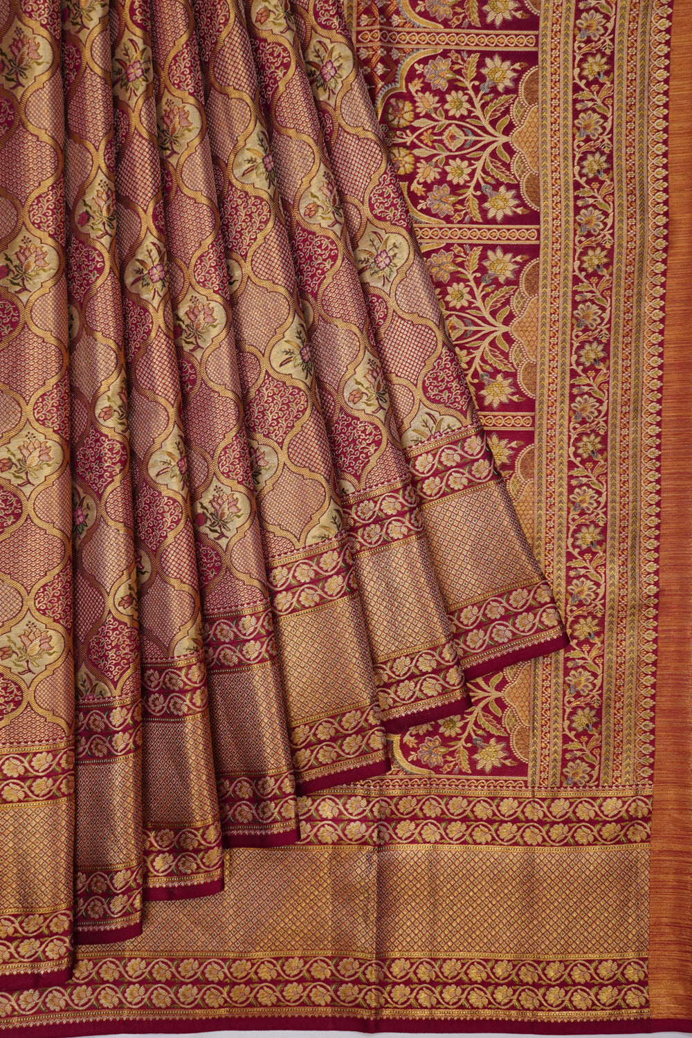 Kanchipuram Silk Brocade Maroon Saree